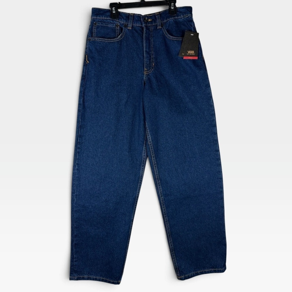 Vans Jeans Check-5 Mens 29 Dark Wash Blue Loose Fit High Rise Baggy NWT